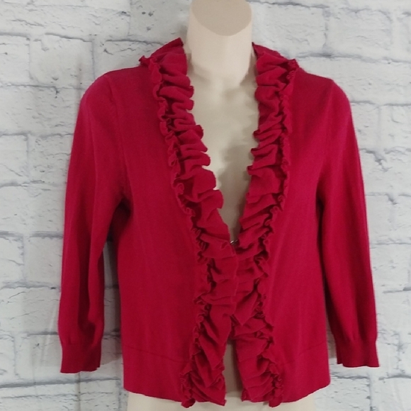 Tabitha Anthropoligie Hook Front Cardigan Dark Pink   Sz S - Picture 1 of 5